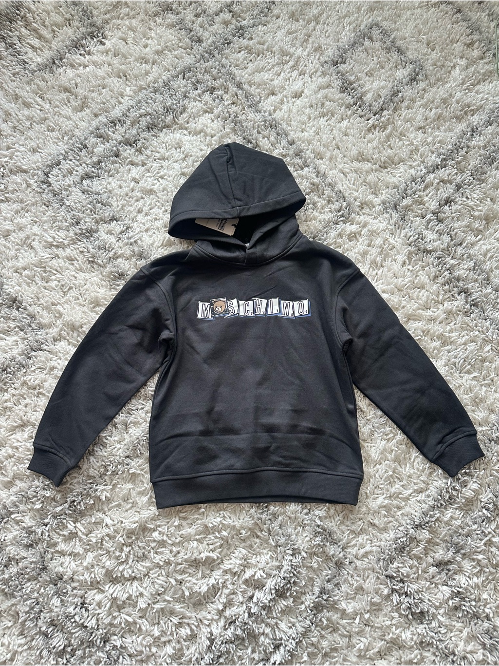 Moschino Teddy Bear Logo Graphic Print Cotton Hoodie Sweatshirt Teen Kid 10a